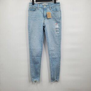 Levi's 711 Skinny Jeans Denim Pants Women Size 26 NWT Light Blue Wash Raw Hem